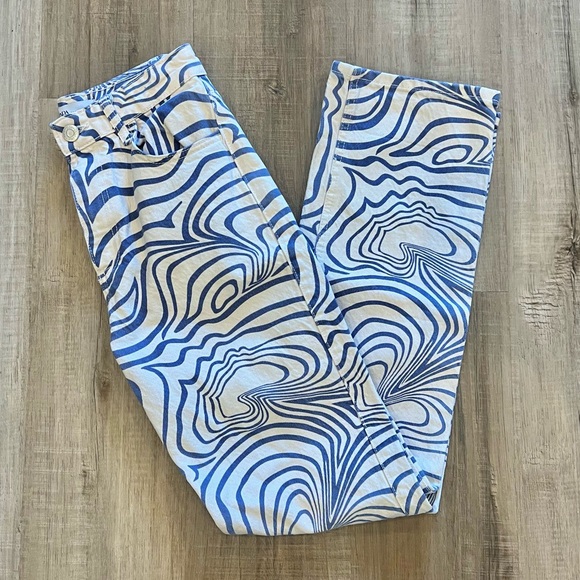 Zara White & Purple Printed Straight Leg Jeans Size 2 - Picture 4 of 11